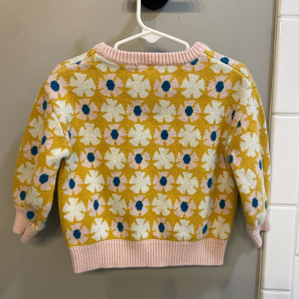 Hanna Andersson Pink and Mustard Floral Knit Sweater / Size 85 cm (2T) / GUC - Picture 5 of 5